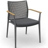 Vera Stapelsessel anthracite mit Teak-Armlehne inkl. Kissen anthracite