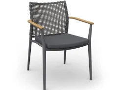 Vera Stapelsessel anthracite mit Teak-Armlehne inkl. Kissen anthracite