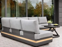 Volano Loungesofa 3-Sitzer Alu-Teak mit Funktion