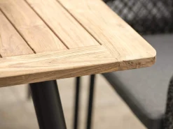 1x Interno Tisch schwarz matt Rundrohr konisch Teak 220x100cm